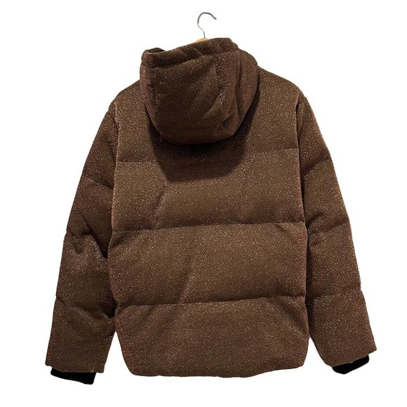 Women's Cocoa Shimmer Puffer Jacket Large - Picture 5 of 10